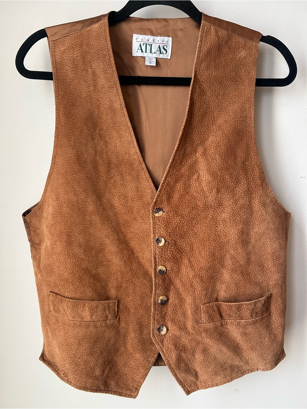 Vintage Y2K Suede Brown Textured Vest • Western Dark Academia • Size M